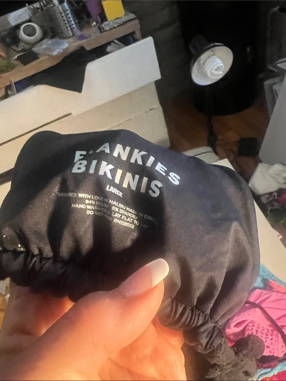Frankie's Bikinis Black Tatum Triangle Wrap Bikini Top